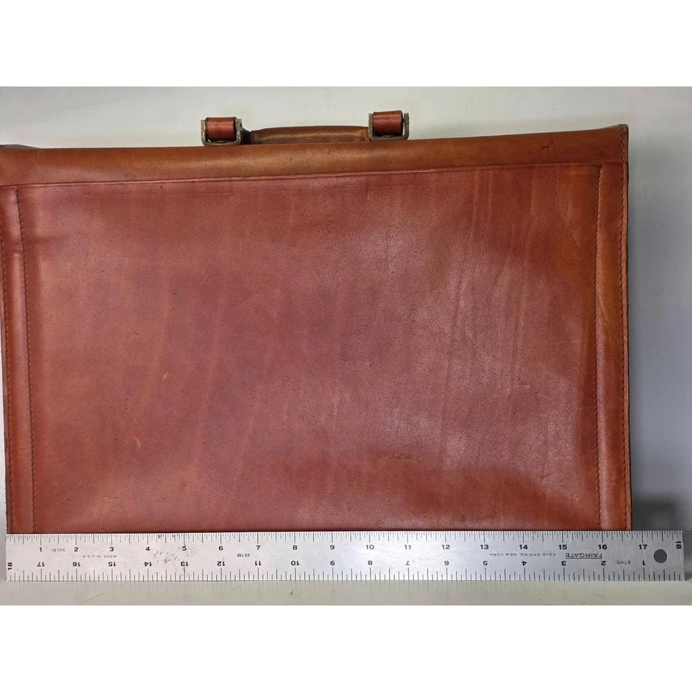 Vintage RENWICK Briefcase Brown Tan Leather Business‎ Bag Canada Rare